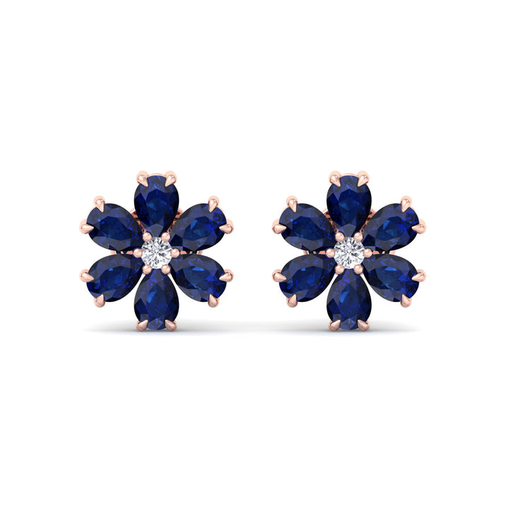 Fiore - Pear Shaped Sapphire & Diamond Cluster Earrings