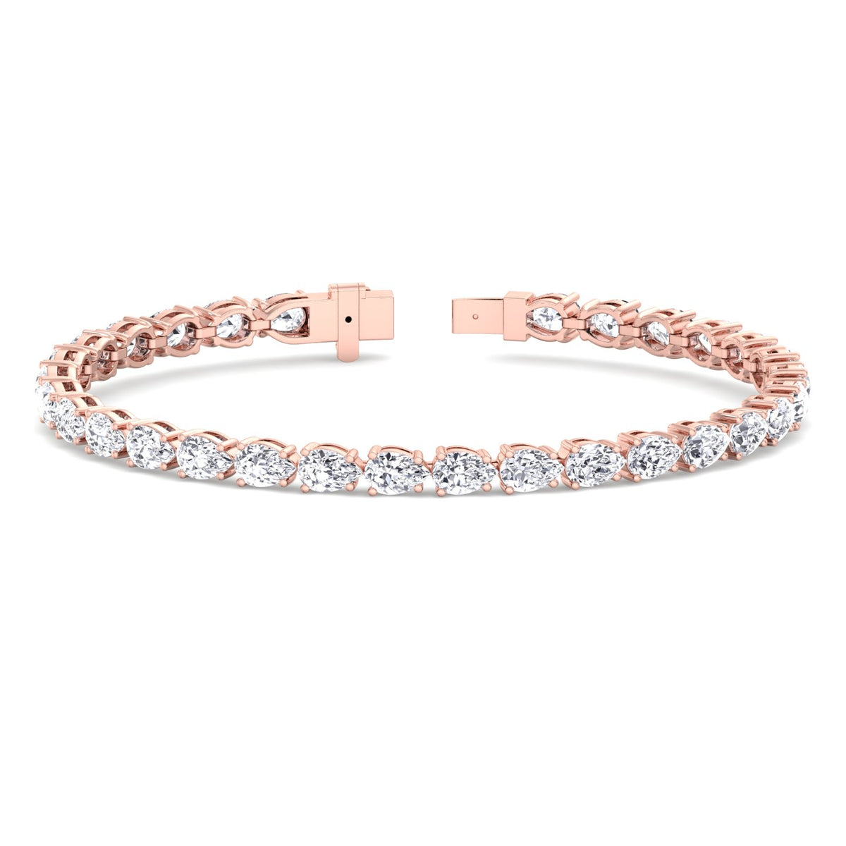 Pear shape diamond tennis bracelet 14K rose gold