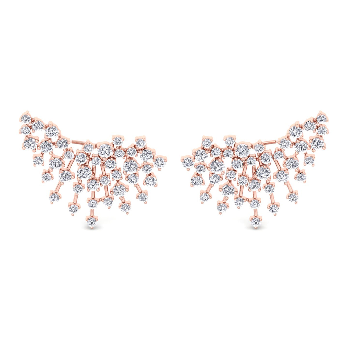 Celeste - 4.20CT Luxurious Cluster Diamond Earring Crawlers - Gem Jewelers Co