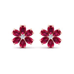 Otta - Pear Shaped Ruby & Diamond Cluster Earrings - Gem Jewelers Co