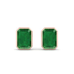 Chia - Emerald Cut Emerald Bezel Set Earrings - Gem Jewelers Co