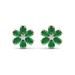 Favi - Pear Shaped Emerald & Diamond Cluster Earrings - Gem Jewelers Co