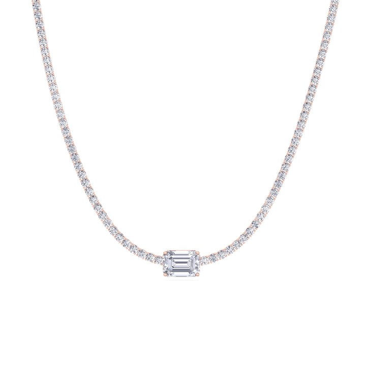 classic-diamond-tennis-necklace-with-emerald-cut-diamond-center-stone-in-solid-rose-gold