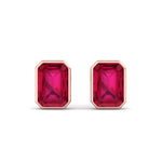 Cilie - Emerald Cut Ruby Bezel Set Earrings - Gem Jewelers Co