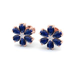 Fiore - Pear Shaped Sapphire & Diamond Cluster Earrings - Gem Jewelers Co
