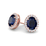 Acqua - Oval Cut Sapphire and Diamond Halo Earrings - Gem Jewelers Co