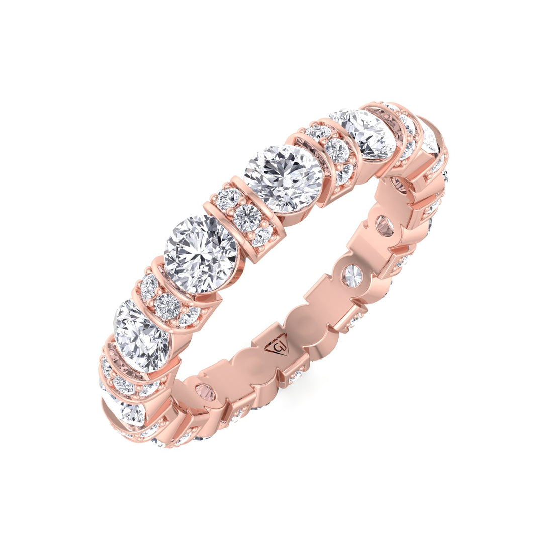 round-cut-diamond-in-a-bar-set-eternity-band-with-pave-accents-in-solid-rose-gold