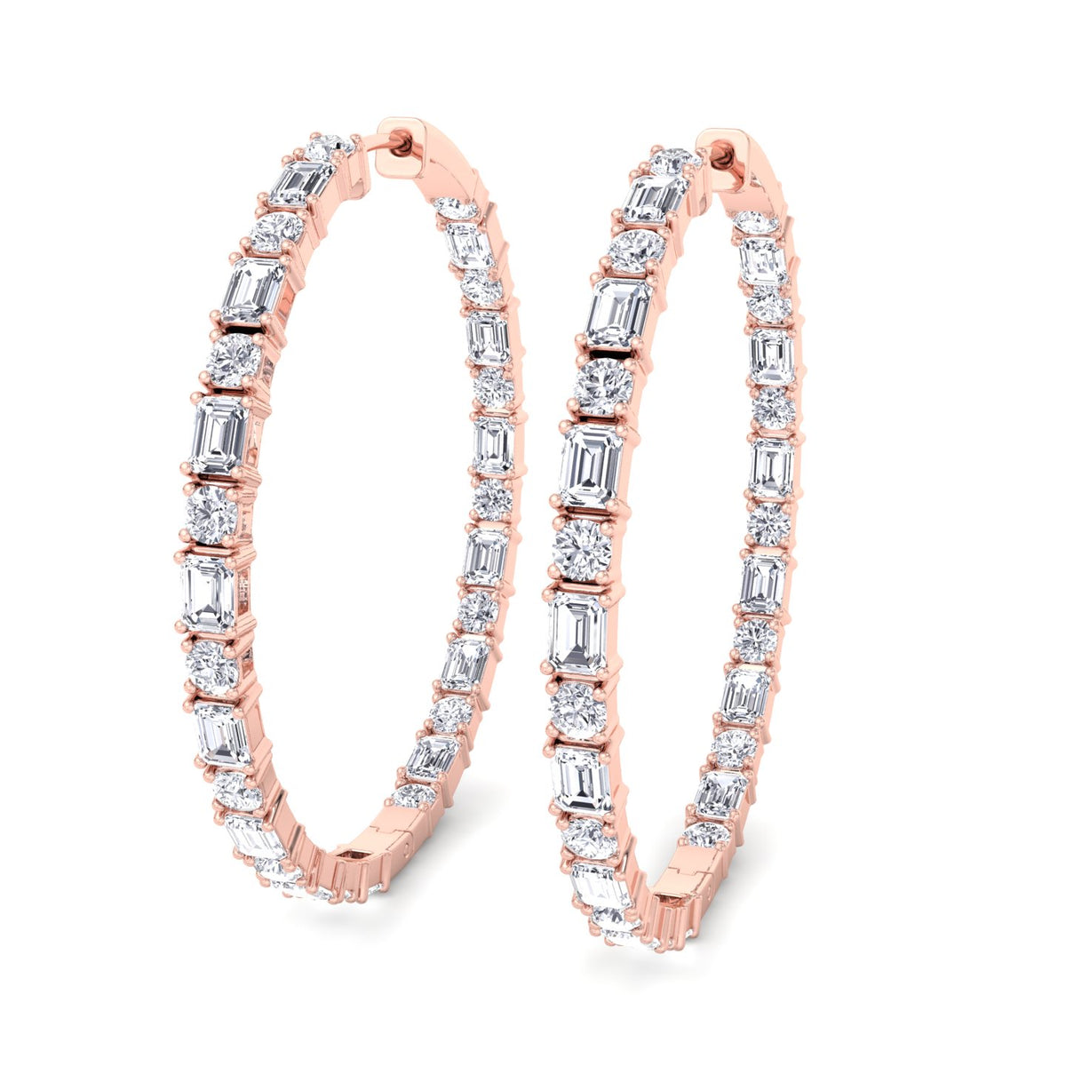 Altaire - Emerald and Round Cut Eternity Hoops - Gem Jewelers Co