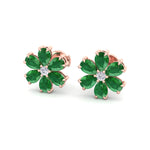 Favi - Pear Shaped Emerald & Diamond Cluster Earrings - Gem Jewelers Co