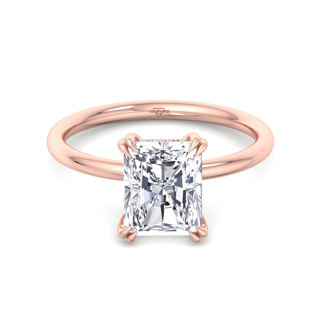 Zuri - Radiant Cut Solitaire Diamond Engagement Ring with Double Claw Prong - Gem Jewelers Co