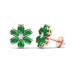 Favi - Pear Shaped Emerald & Diamond Cluster Earrings - Gem Jewelers Co