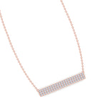 1/2CT Pave Set Diamond Bar Pendant, Rose Gold, Angled