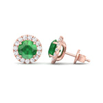 Safo - Round Cut Emerald & Diamond Halo Earrings - Gem Jewelers Co