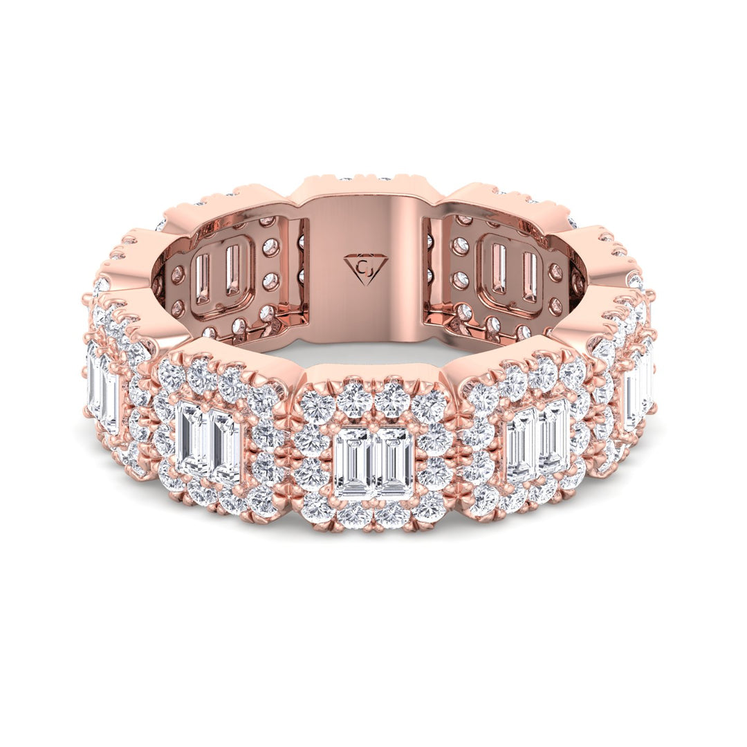 baguette-and-round-cut-cluster-diamond-eternity-band-in-solid-rose-gold-band