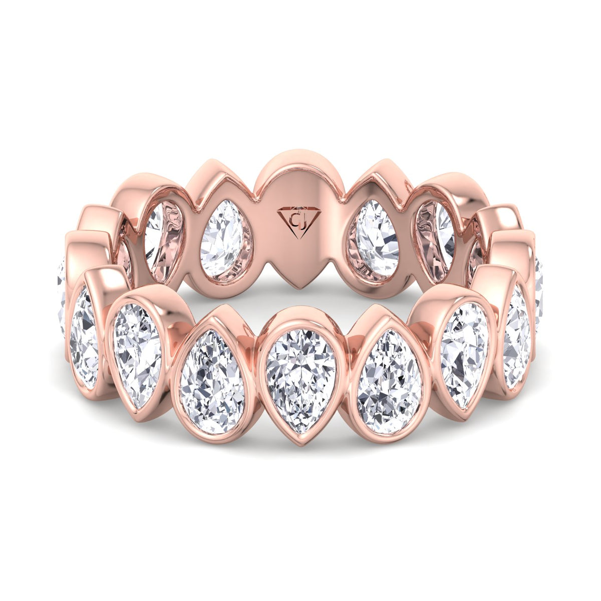 bezel-set-pear-shape-diamond-eternity-band-rose-gold