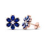 Fiore - Pear Shaped Sapphire & Diamond Cluster Earrings - Gem Jewelers Co