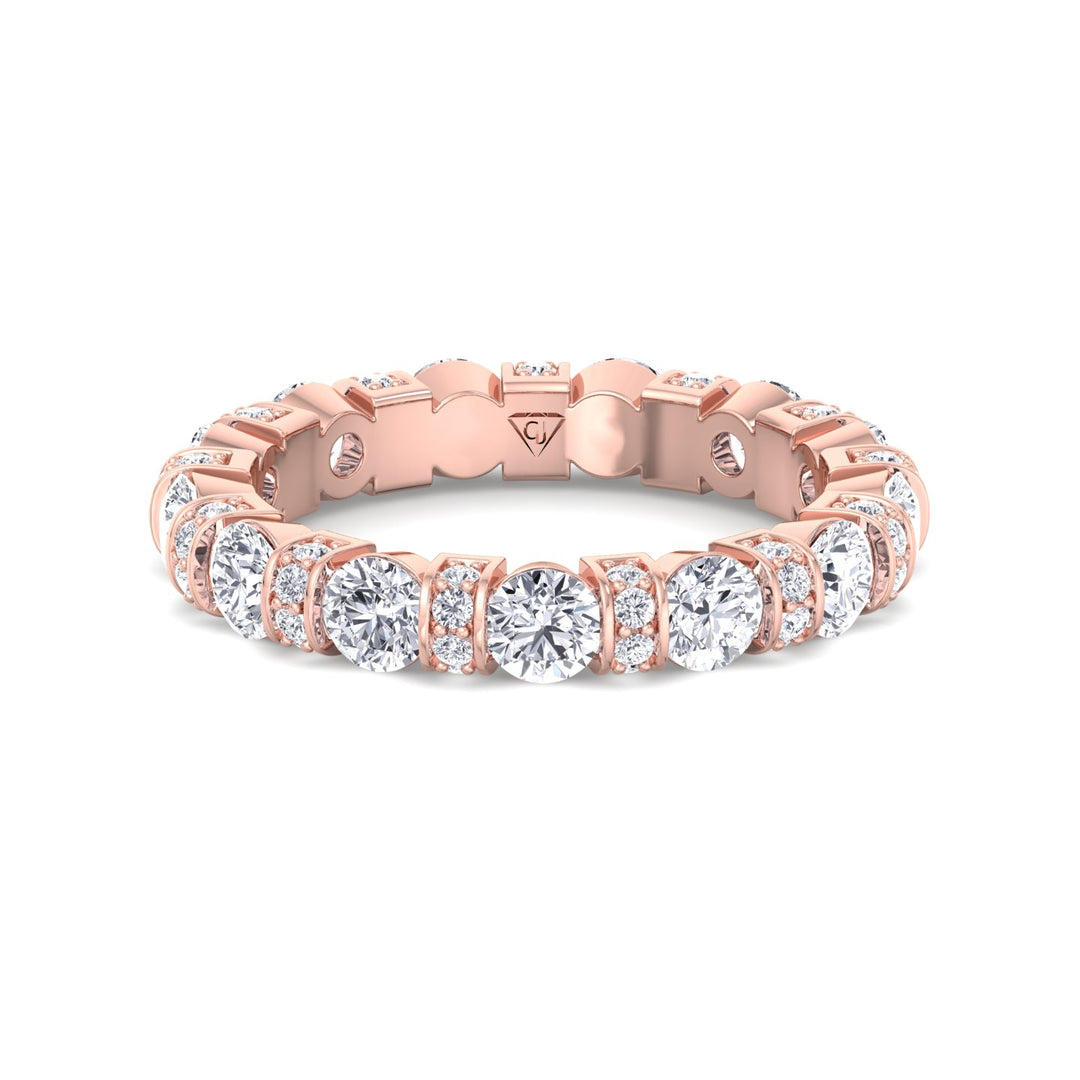round-cut-diamond-bar-set-eternity-band-with-pave-accents-solid-rose-gold-band