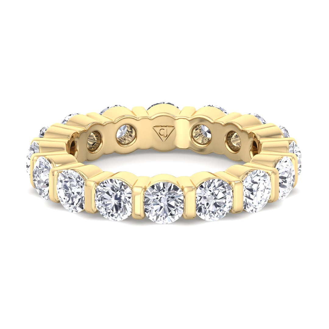 Round Cut Diamond Eternity Band Yellow Gold