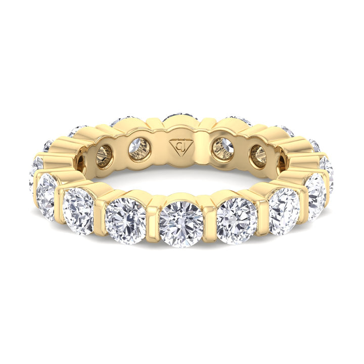 Round Cut Diamond Eternity Band Yellow Gold