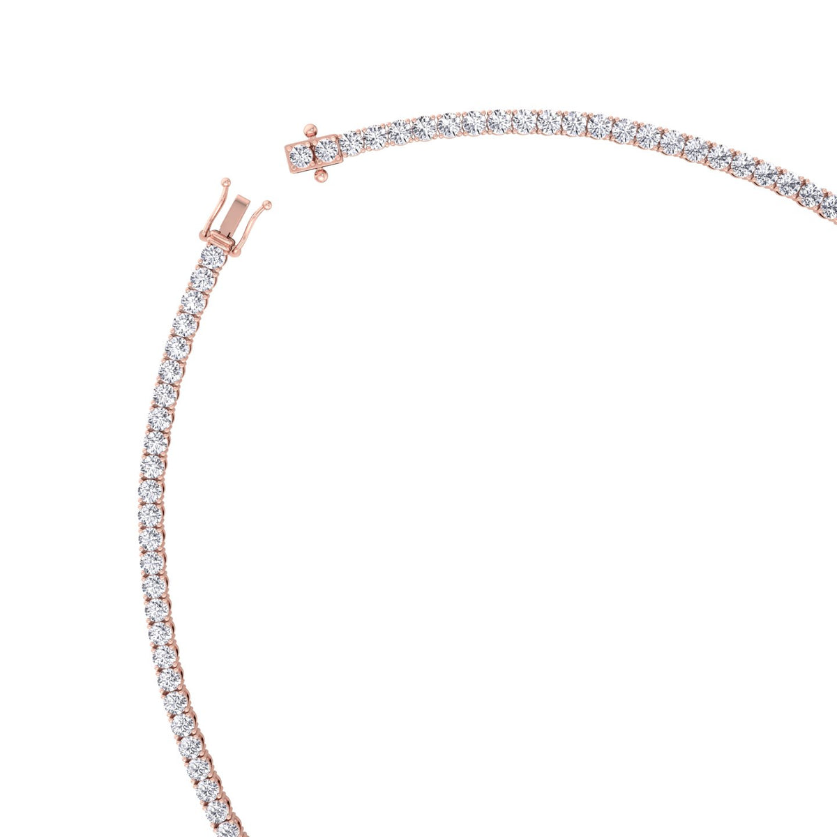 Single Stone Red Ruby Diamond Tennis Necklace, Rose Gold