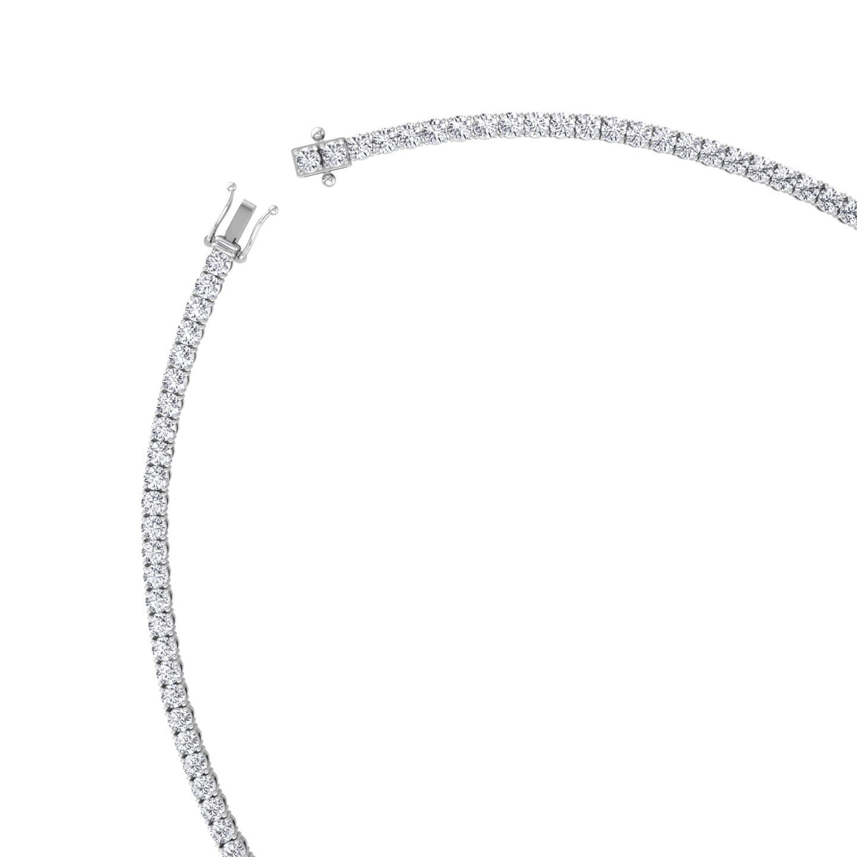 Single Stone Red Ruby Diamond Tennis Necklace, White, Box Clasp