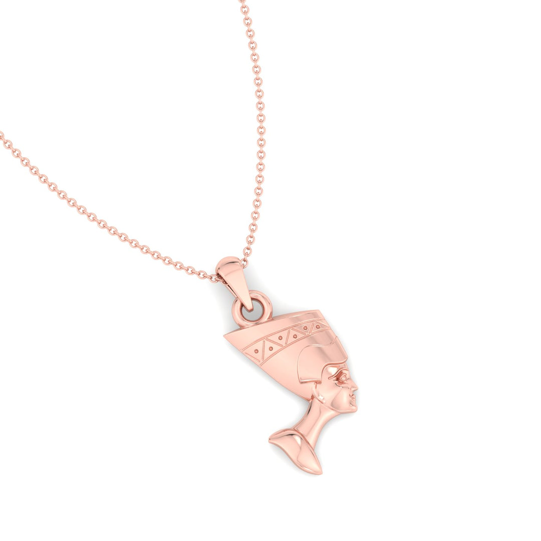 Solid Gold Nefertiti Pendant Necklace Rose Gold