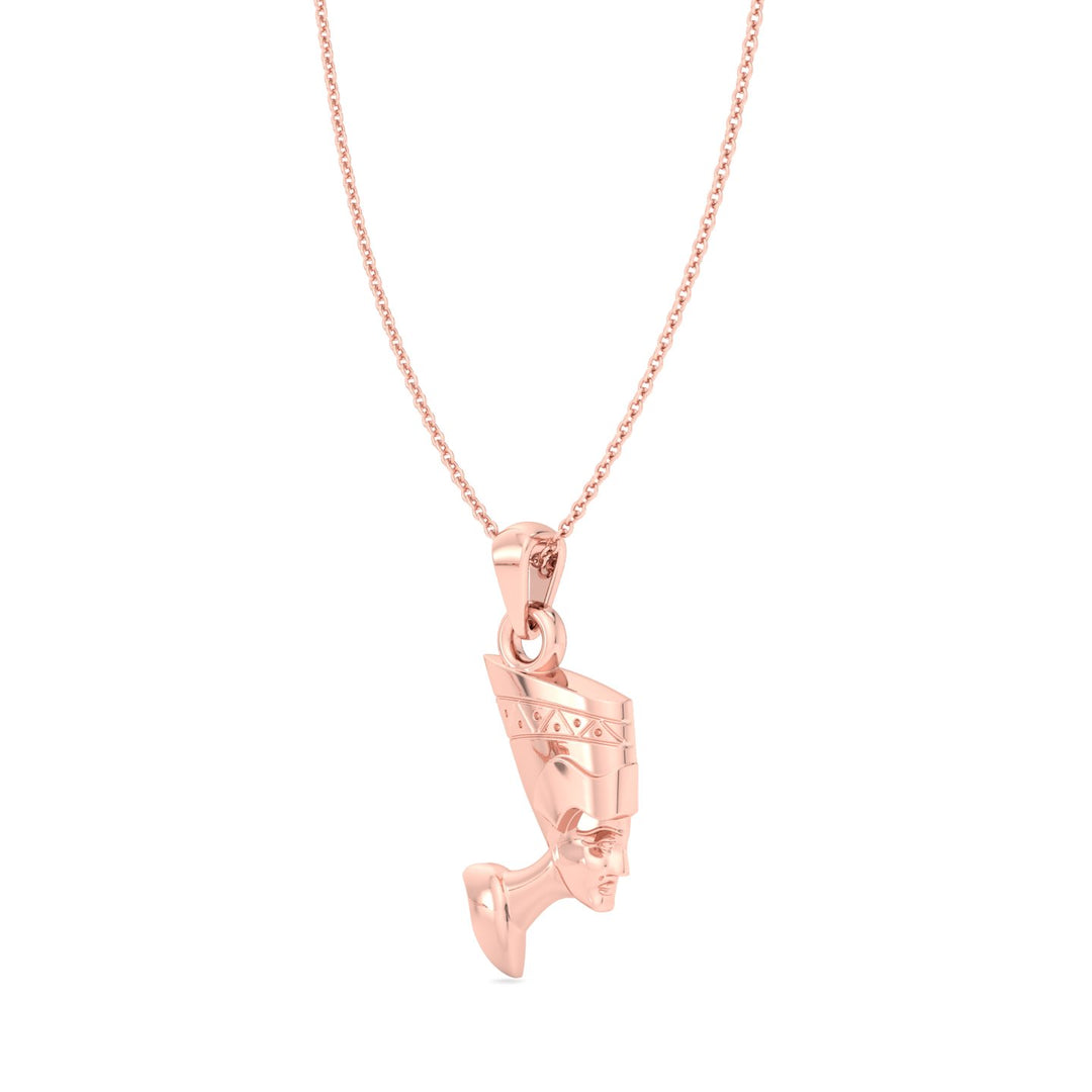 Solid Gold Nefertiti Pendant Necklace Rose Gold Hanging
