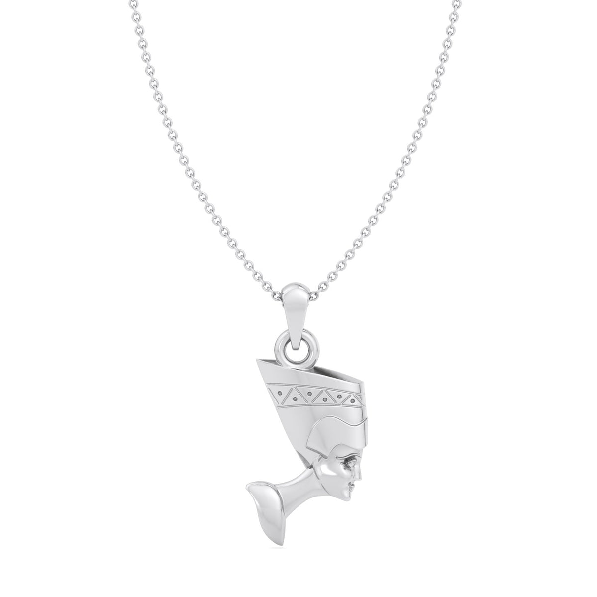 Solid Gold Nefertiti Pendant Necklace White Gold