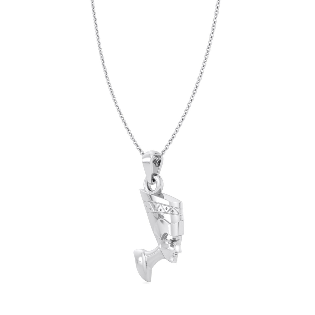 Solid Gold Nefertiti Pendant Necklace White - Hanging