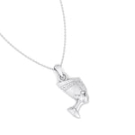 Solid Gold Nefertiti Pendant Necklace White - Profile