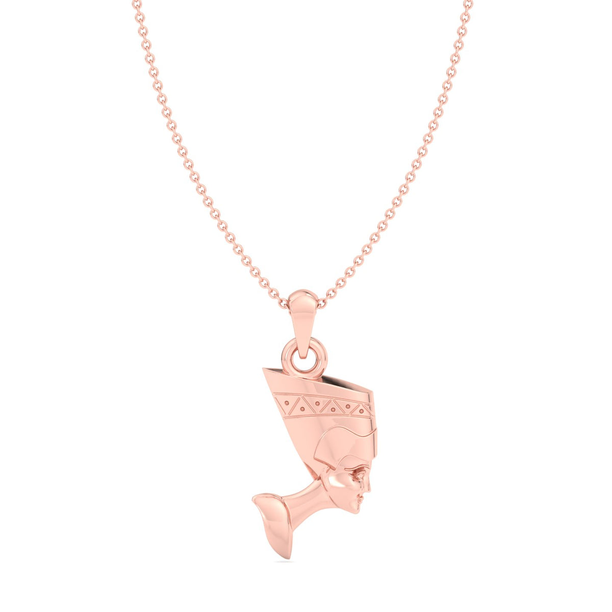 Solid Nefertiti Pendant Necklace Rose Gold, Profile