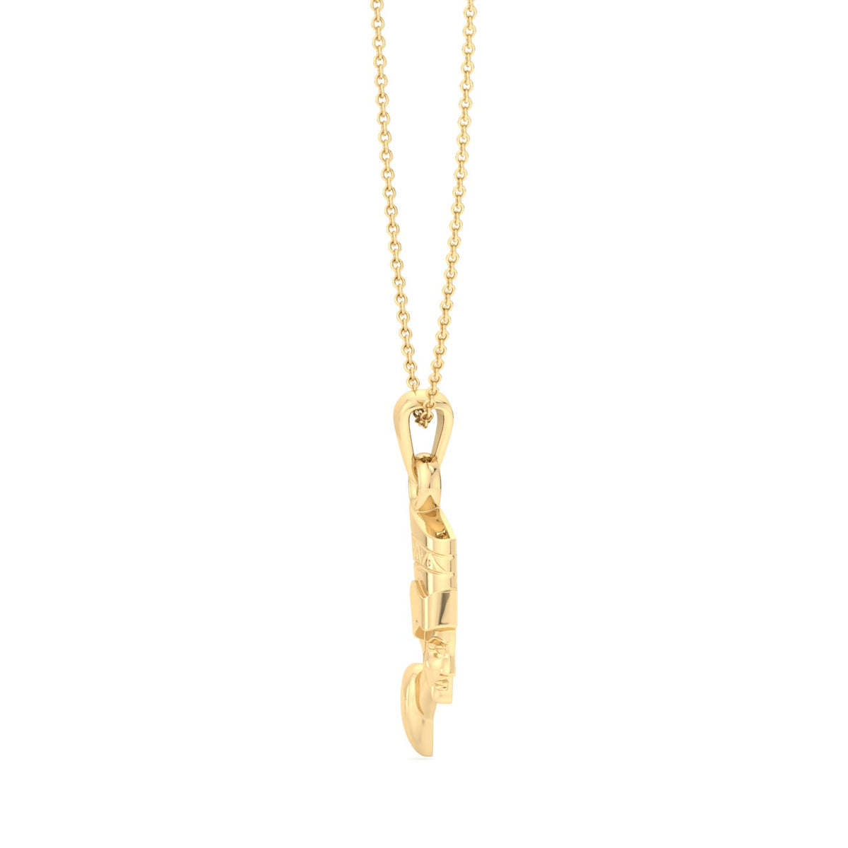 Solid Nefertiti Pendant Necklace White Gold, Side Profile