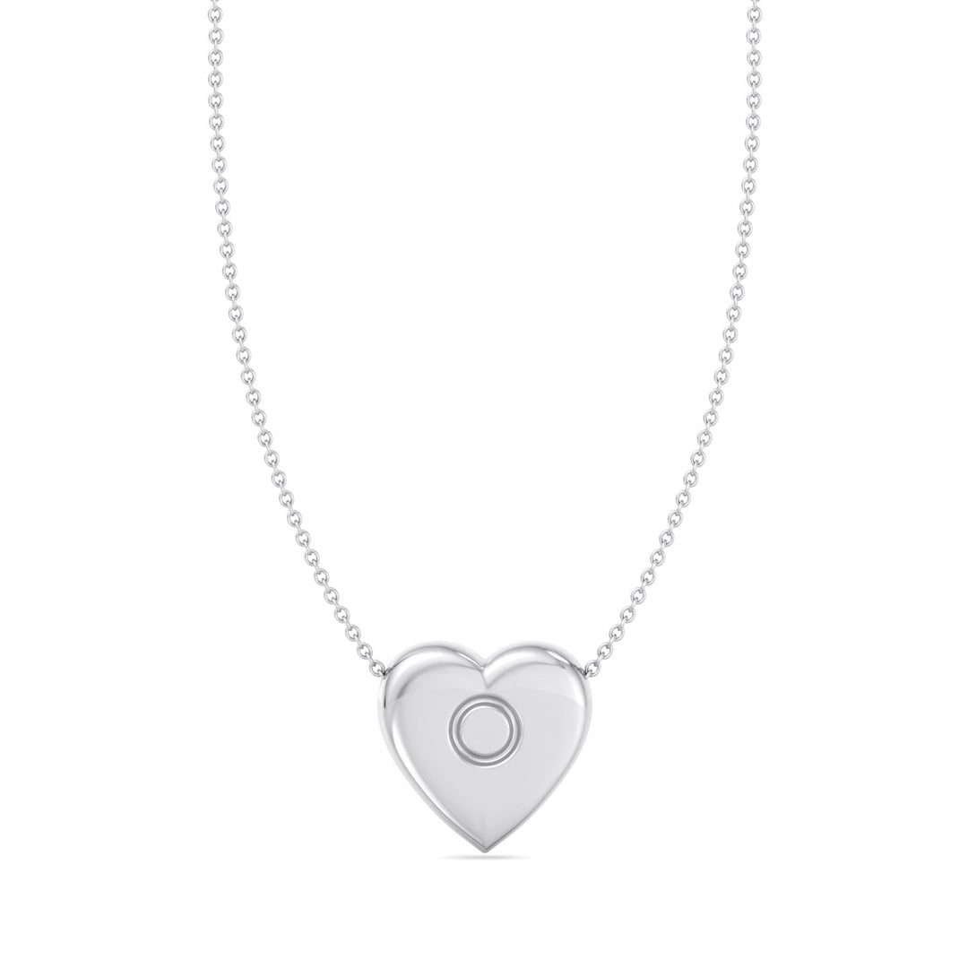 Valentine Heart Shaped Pendant Necklace White Gold