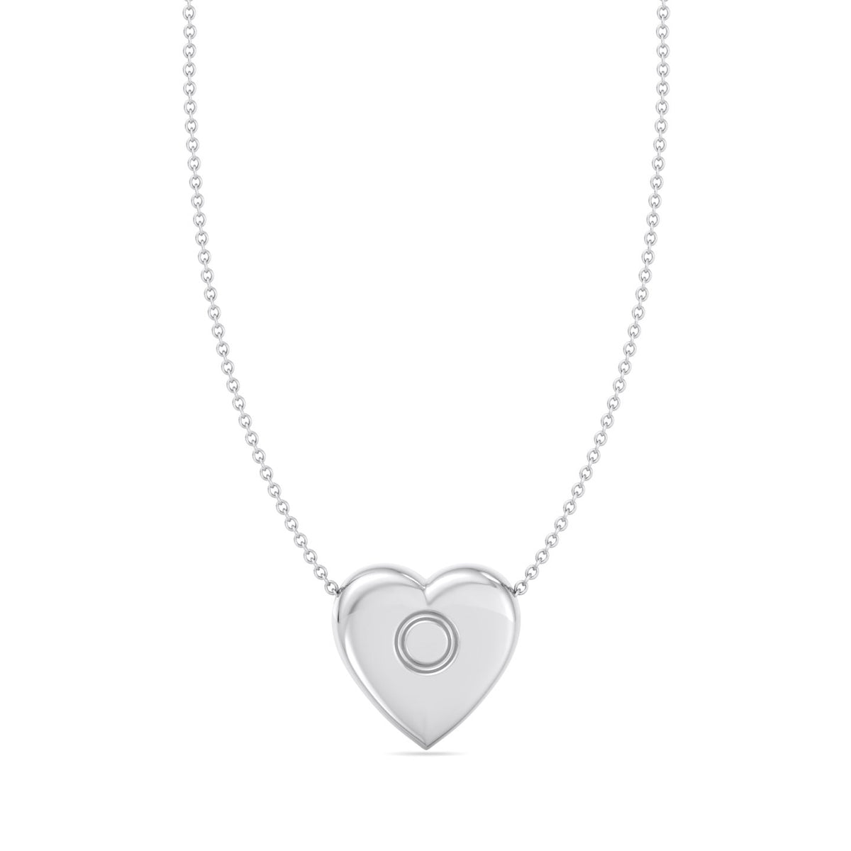Valentine Heart Shaped Pendant Necklace White Gold