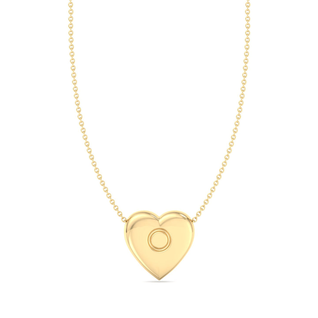 Valentine Heart Shaped Pendant Necklace Yellow Gold