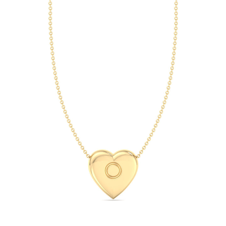Valentine Heart Shaped Pendant Necklace Yellow Gold