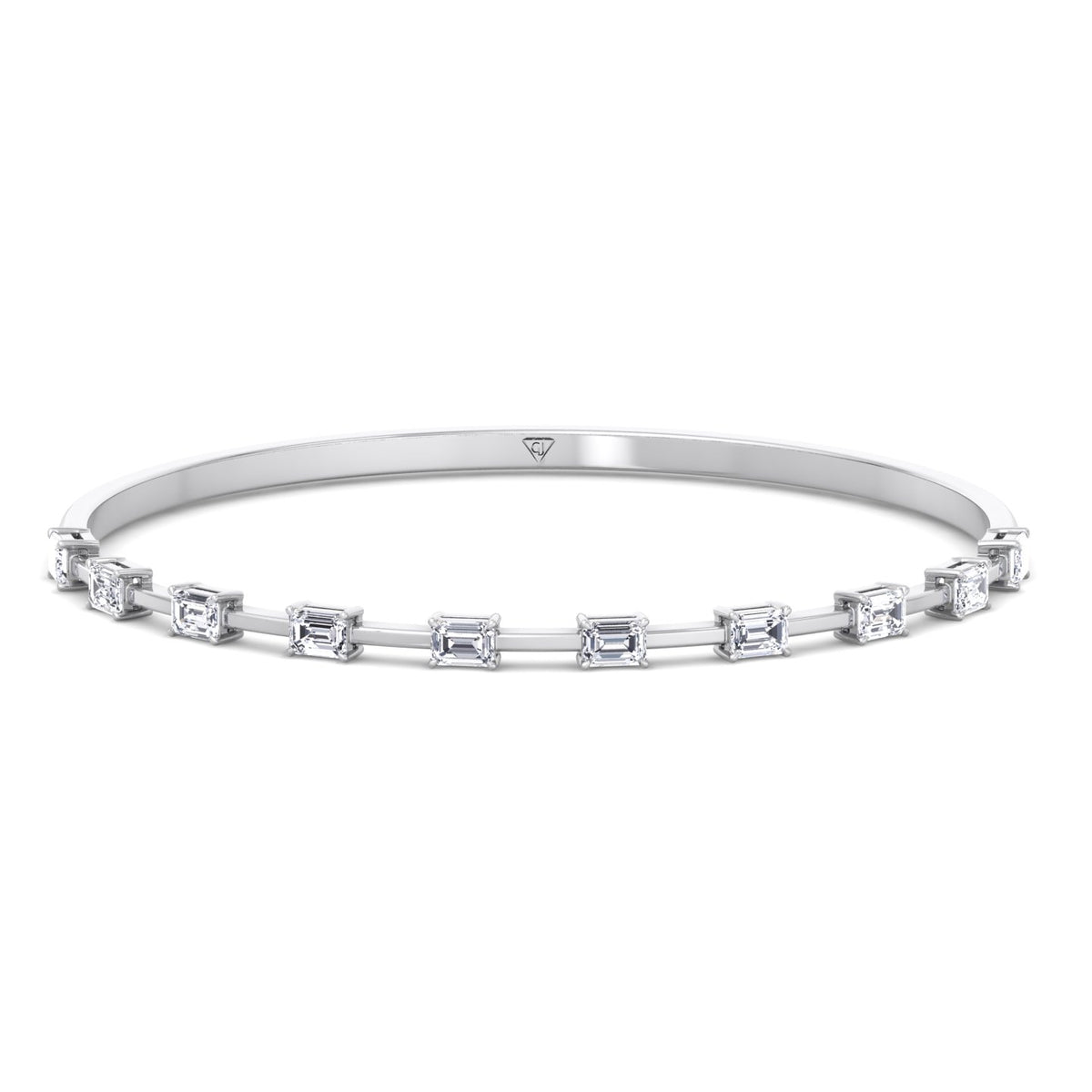 Bulda - (3.05CT T.W.) Emerald Cut East to West Natural Diamond Bangle - Gem Jewelers Co
