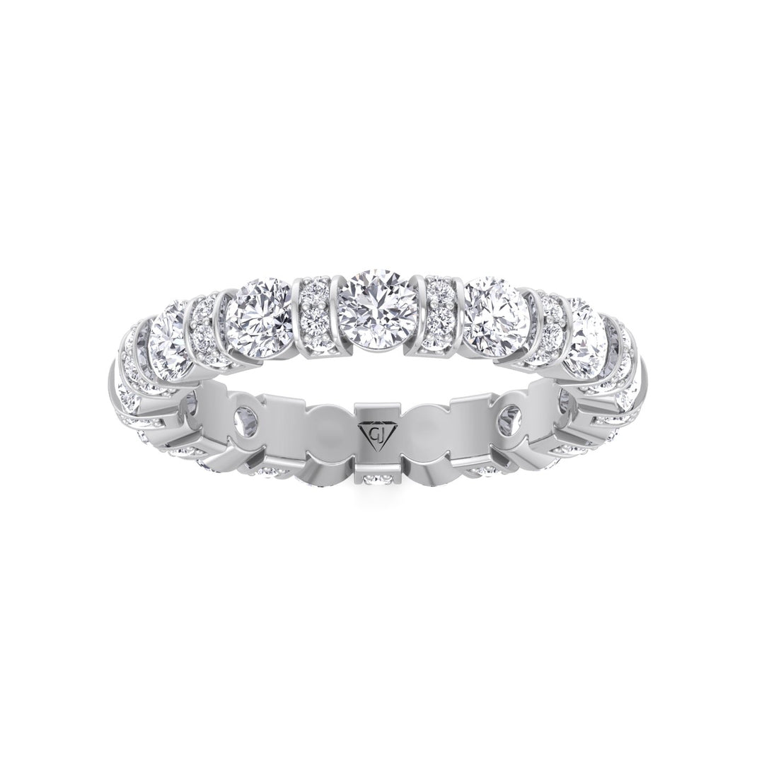 round-cut-diamond-in-a-bar-set-eternity-band-with-pave-accents-in-white-gold