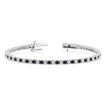 Black and white alternating natural diamond tennis bracelet 14K white gold