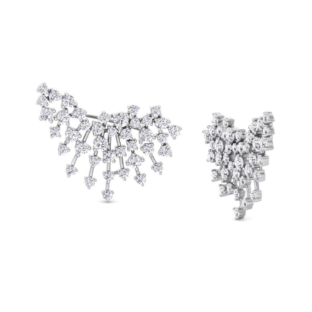 Celeste - 4.20CT Luxurious Cluster Diamond Earring Crawlers - Gem Jewelers Co