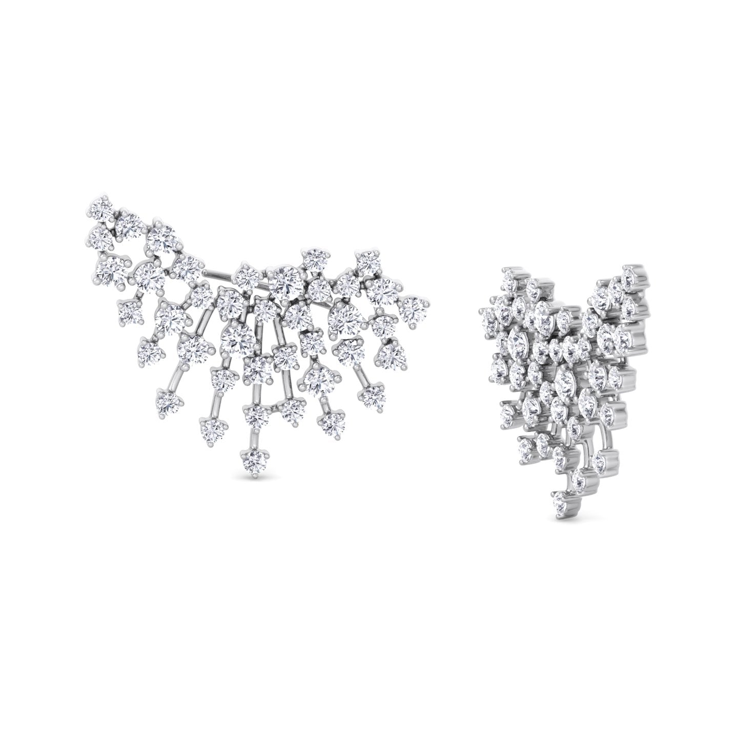 Celeste - 4.20CT Luxurious Cluster Diamond Earring Crawlers - Gem Jewelers Co
