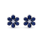 Fiore - Pear Shaped Sapphire & Diamond Cluster Earrings - Gem Jewelers Co