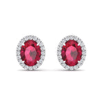 Cora - Oval Cut Ruby and Diamond Halo Earrings - Gem Jewelers Co