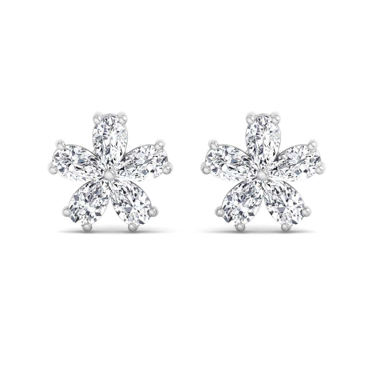 Meldo - 1.05 Carat Pear Shape Flower Diamond Earrings - Gem Jewelers Co