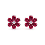 Otta - Pear Shaped Ruby & Diamond Cluster Earrings - Gem Jewelers Co