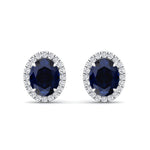 Acqua - Oval Cut Sapphire and Diamond Halo Earrings - Gem Jewelers Co