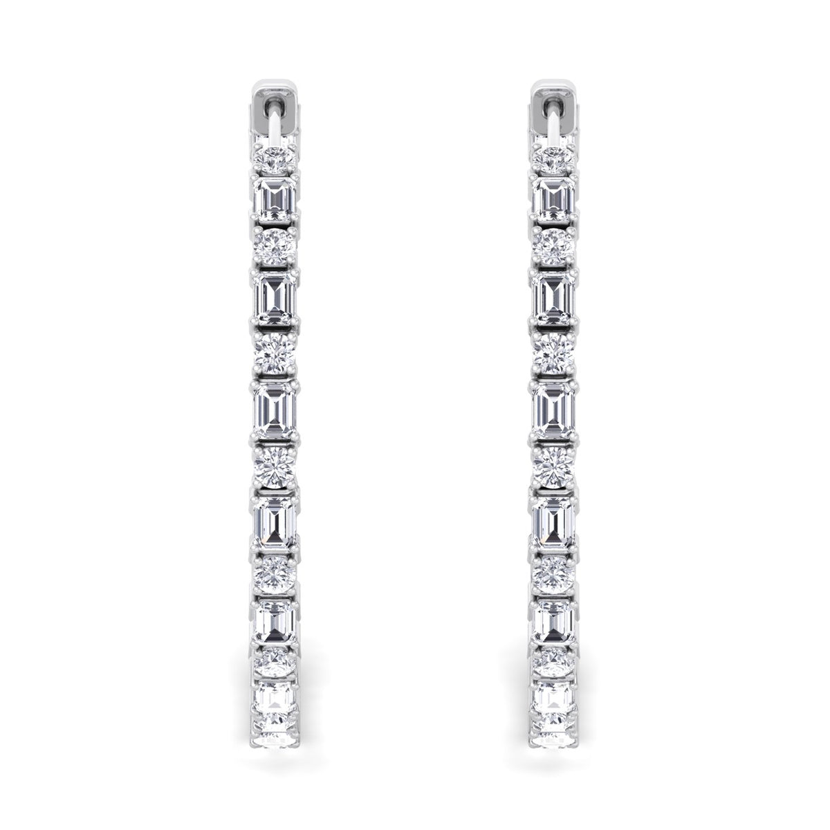 Altaire - Emerald and Round Cut Eternity Hoops - Gem Jewelers Co