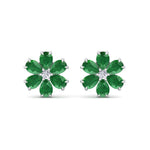 Favi - Pear Shaped Emerald & Diamond Cluster Earrings - Gem Jewelers Co