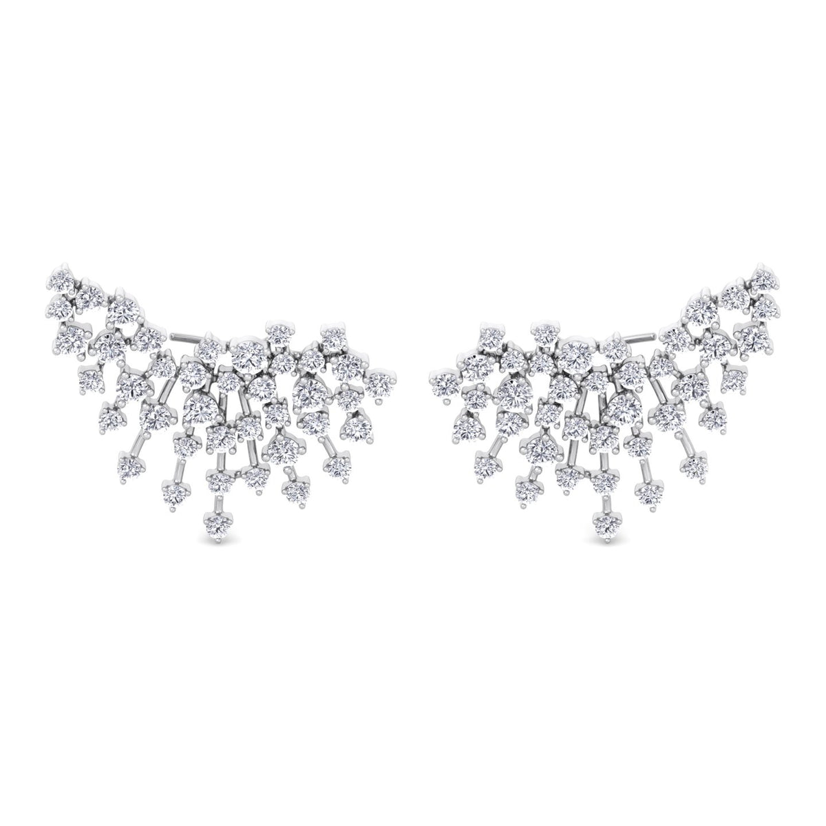 Celeste - 4.20CT Luxurious Cluster Diamond Earring Crawlers - Gem Jewelers Co