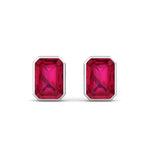 Cilie - Emerald Cut Ruby Bezel Set Earrings - Gem Jewelers Co